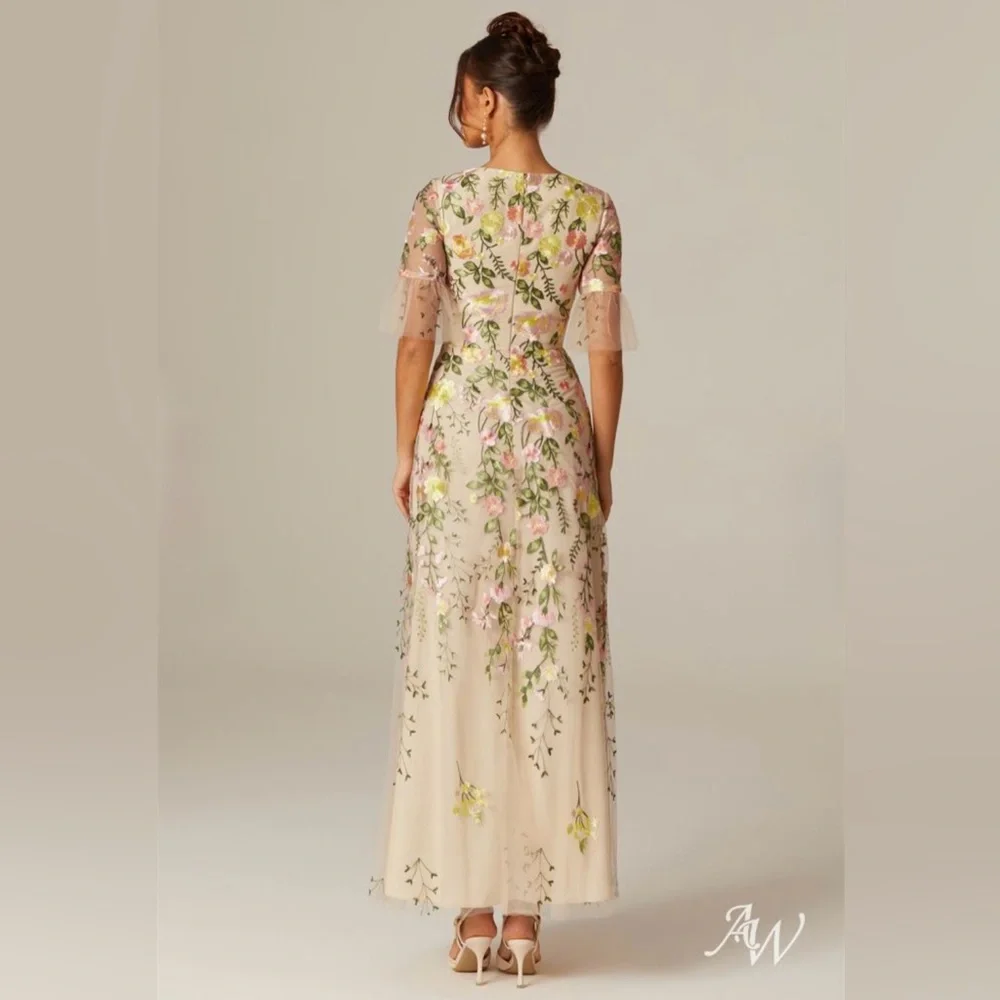 AW Bridal‎ Sz 14 Carole Dress Floral Embroidered Cream Dress - Picture 2 of 13